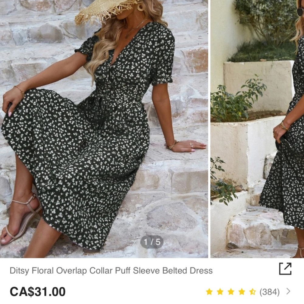 SHEIN Belted MIDI Dress
